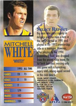 1996 Select AFL #54 Mitchell White Back